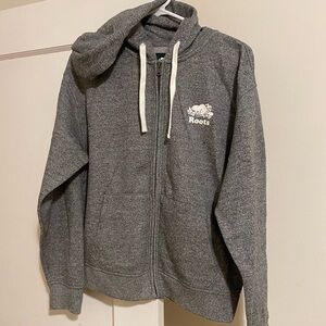 Roots Charcoal Knit Zip Up Hoodie